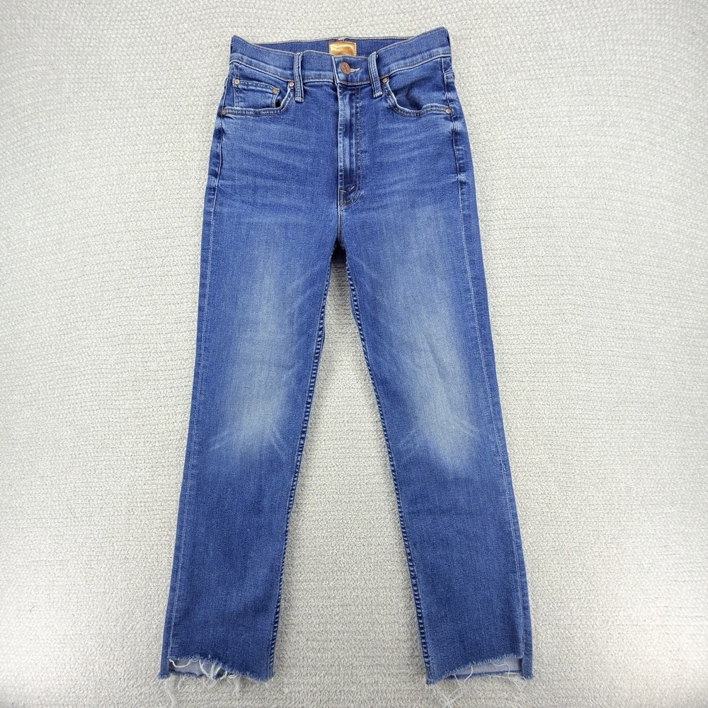 MOTHER Jeans Womens 26x26 High Waisted Rider Ankle Step Fray Medium Wash USA